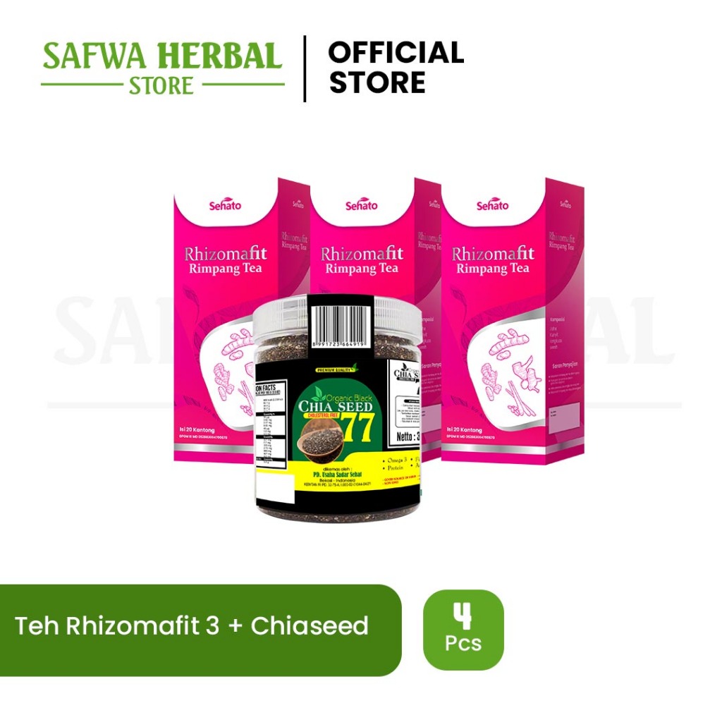 

3 Rhizoma Tea Rhizomafit + Biji Chia Black Chia Seed 77 PAKET HEMAT TRIPLE