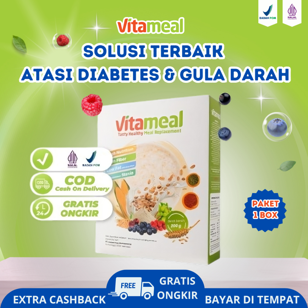 

VITAMEAL - Sereal Sehat Multigrain Pilihan Sarapan Nutrisi Tinggi untuk Menurunkan Gula Darah dan Mengelola Diabetes dengan Baik