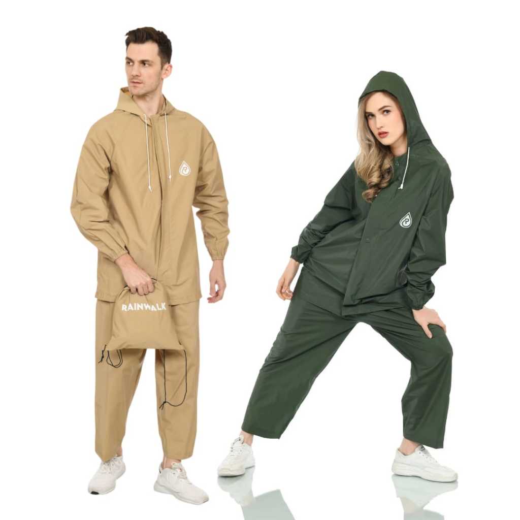 Jas Hujan Press Mantel Hujan Pria Wanita Jas Ujan Unisex Bahan Tebal Anti Rembes