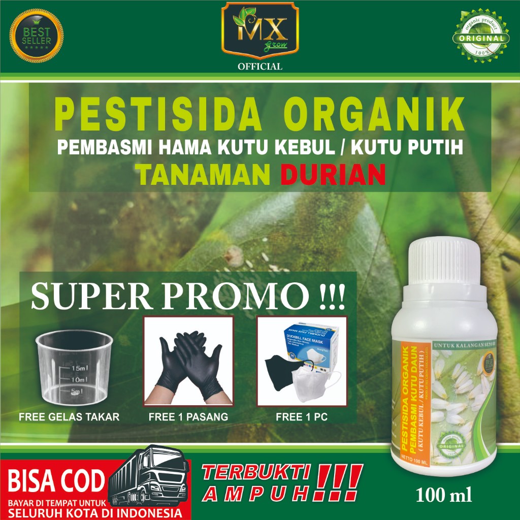 Pestisida Organik Pembasmi KUTU DAUN ( Kutu Kebul / Kutu Putih ) Untuk Tanaman DURIAN 100 ml