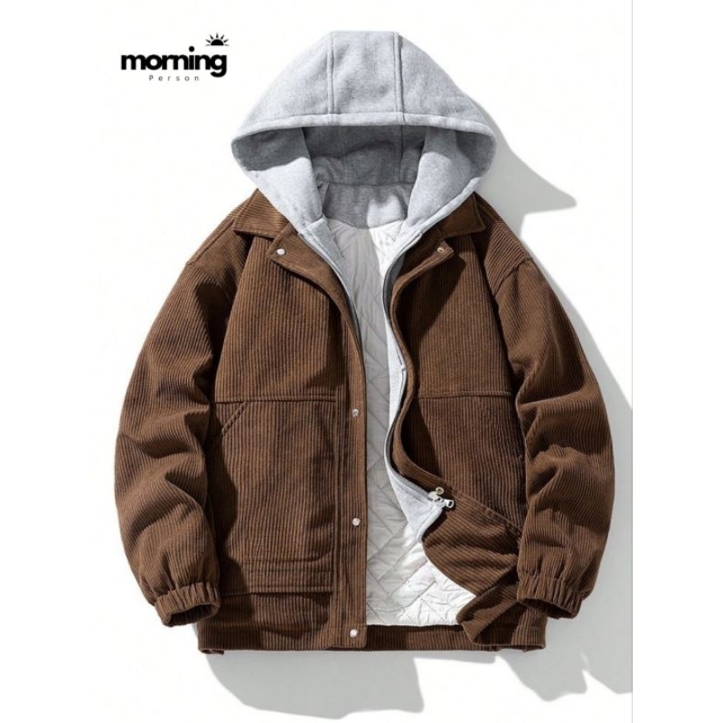 jaket corduroy pria hoodie