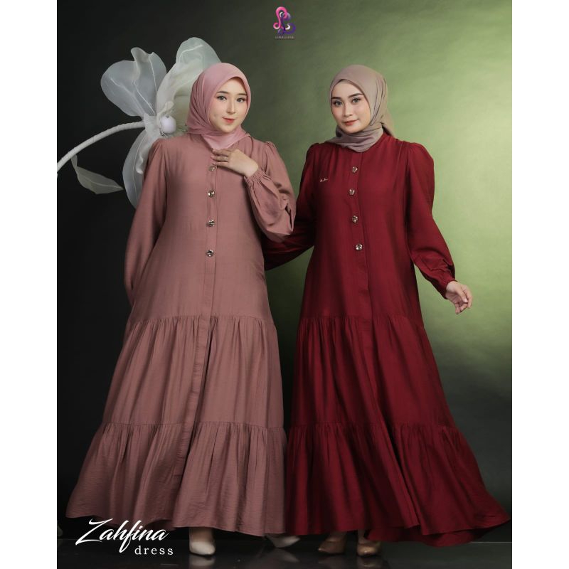 LinaLivia Hijab Gamis ZAHFINA dress daily Linen Silk Dress korea