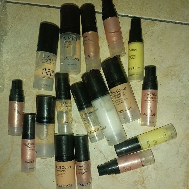 VARIAN SACE LADY PRIMER  FOUNDATION LIQUID GLOW HIGHLIGHTER CONCEALER OIL FREE  PORE TINTED BROW GEL