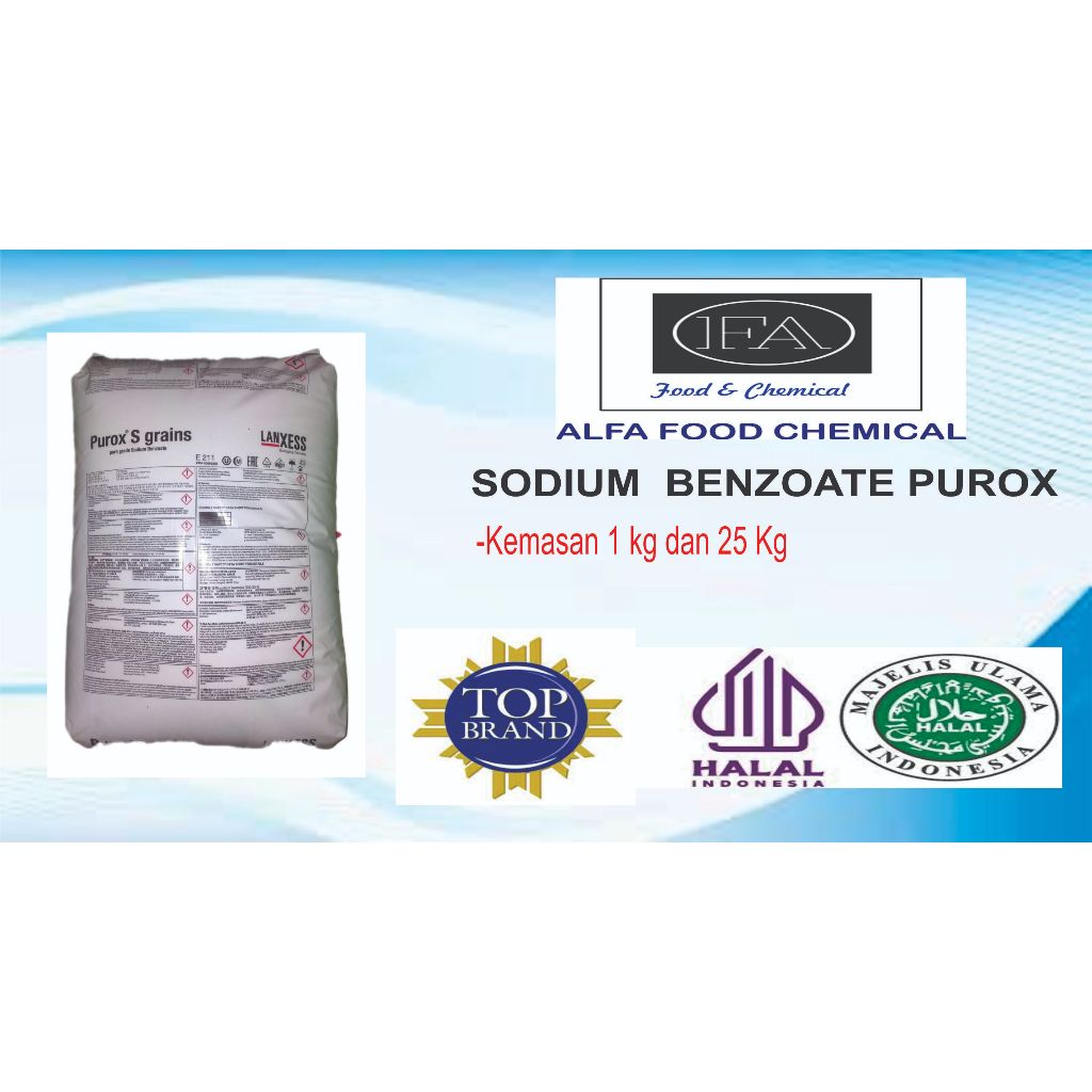 

SODIUM BENZOATE EX PUROX LASSES PACKINGAN 1 KG DAN 25 KG