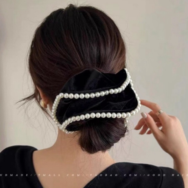 PEARL Scrunchie Jumbo Korea Bahan Premium / Super Big Scrunchie / Ikat Rambut Jumbo bahan suede / Sc