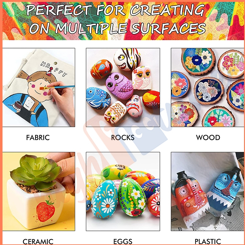 

HJK Hightune Acrylic Paint Set Cat Akrilik Set 12/24 Warna 10ml/12ml Lukis Kanvas Acrylic