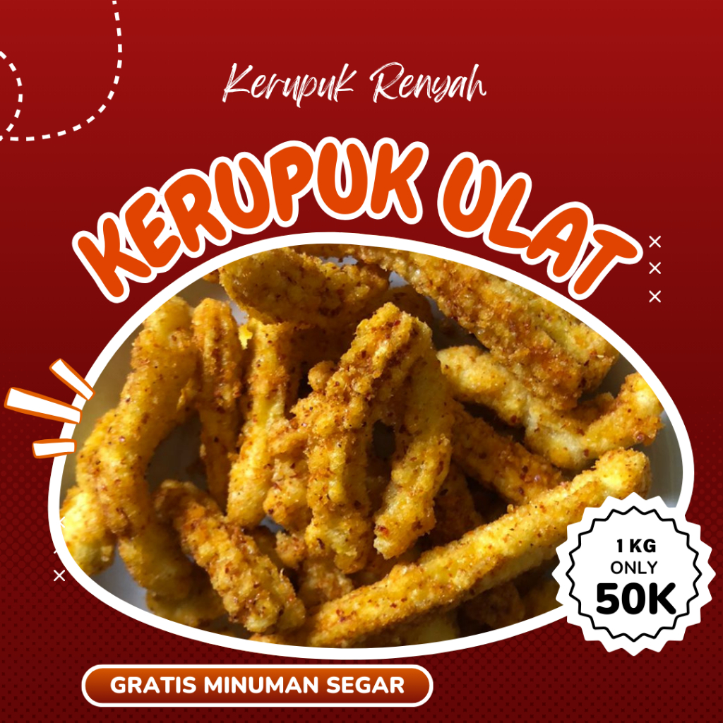 

[GRATIS MINUMAN] kerupuk ulat renyah - kerupuk ulat pedas gurih 1 bal - kerupuk ulat 1 kg by emak kita