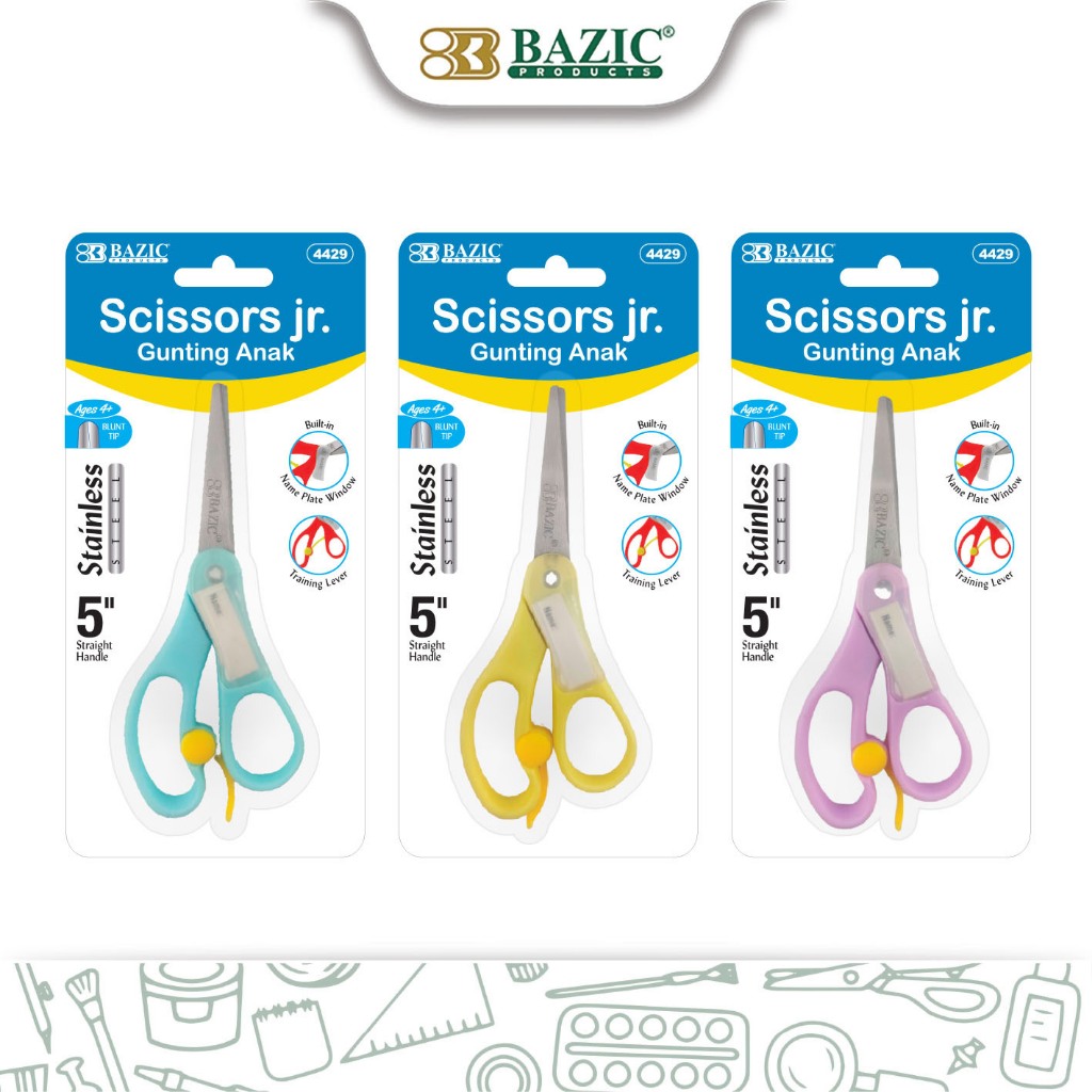 

Bazic 5" Blunt Tip School Training Scissors w/ Name Tag - Gunting Anak