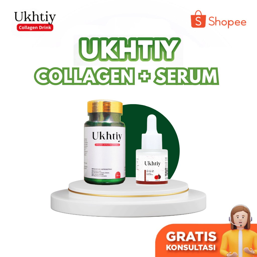 Ukhtiy Collagen Drink + Serum Ukhtiy Whitening Booster Pemutih Badan