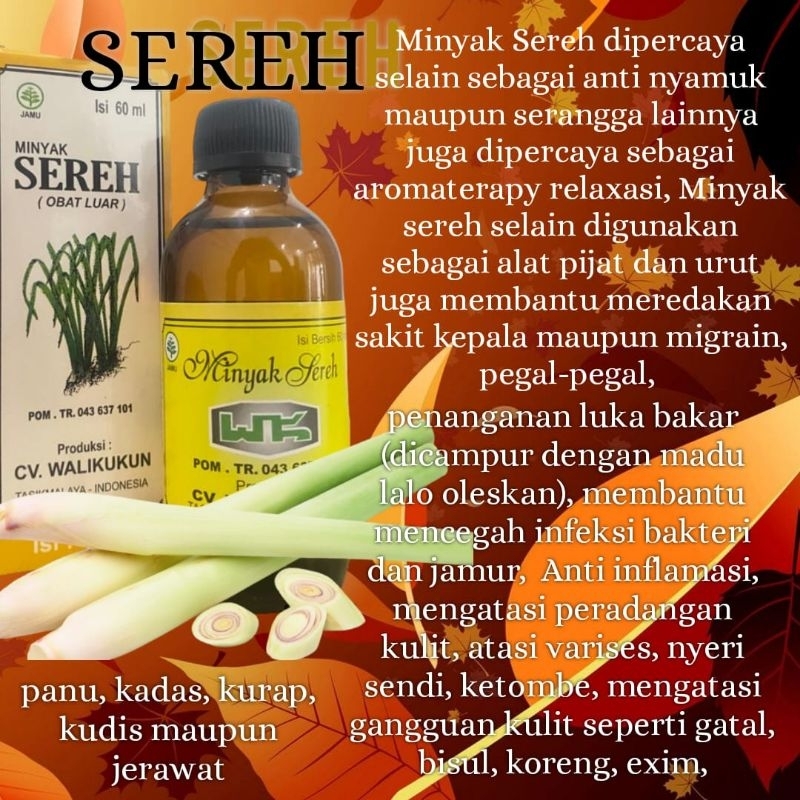 Minyak Sereh Walikukun Original 30 Ml | Minyak Sereh Herbal Walikukun | Minyak Sereh Walikukun