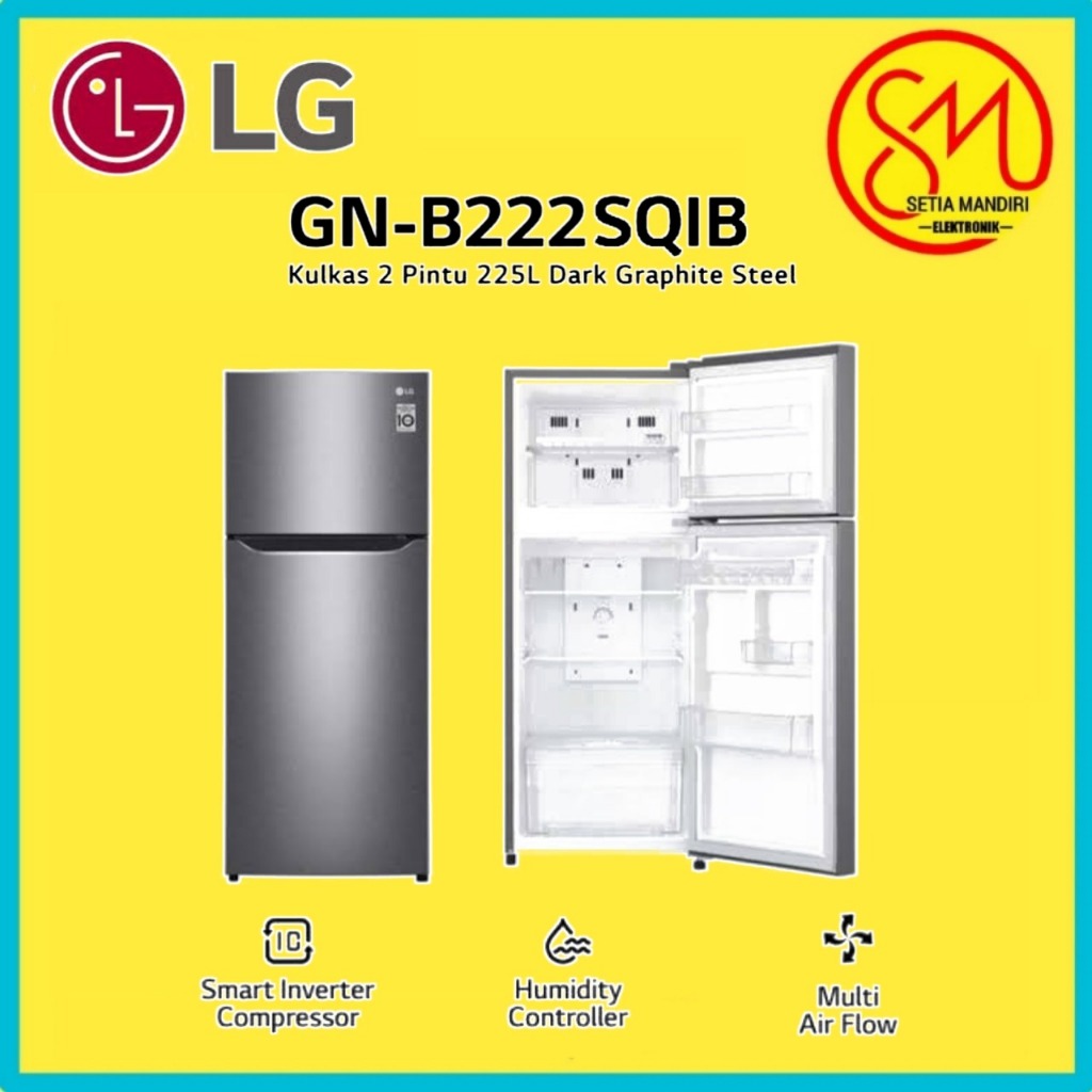 LG GNB222SQIB KULKAS 2 PINTU INVERTER 220 LITER