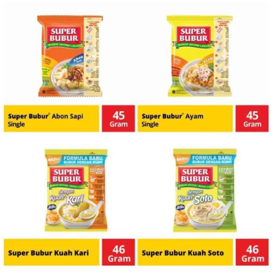 

[GROSIR!!] Super Bubur 45gr 1 DUS isi 40 pcs - bubur instant grosir nikmat enak praktis sehat mantap