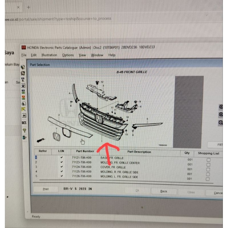 base grill grille depan honda brv 2022 2023 2024 ori