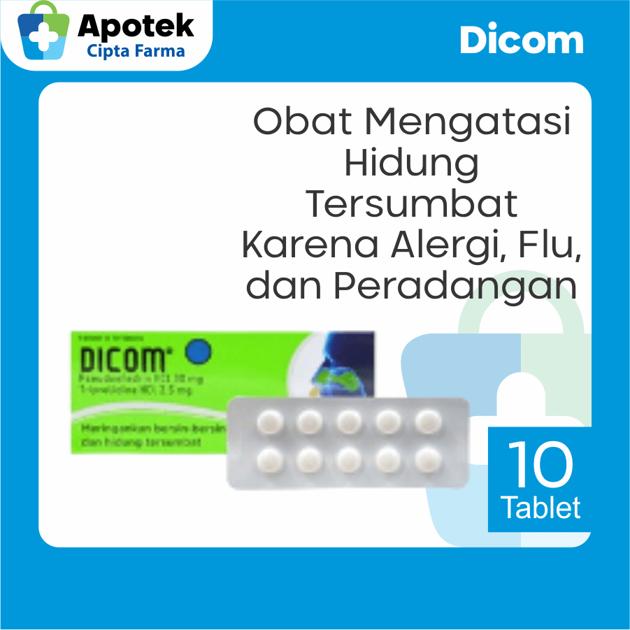 Dicom Tablet Obat Dicom Obat Flu Hidung Tersumbat Pilek Pseudoephedrine HCL