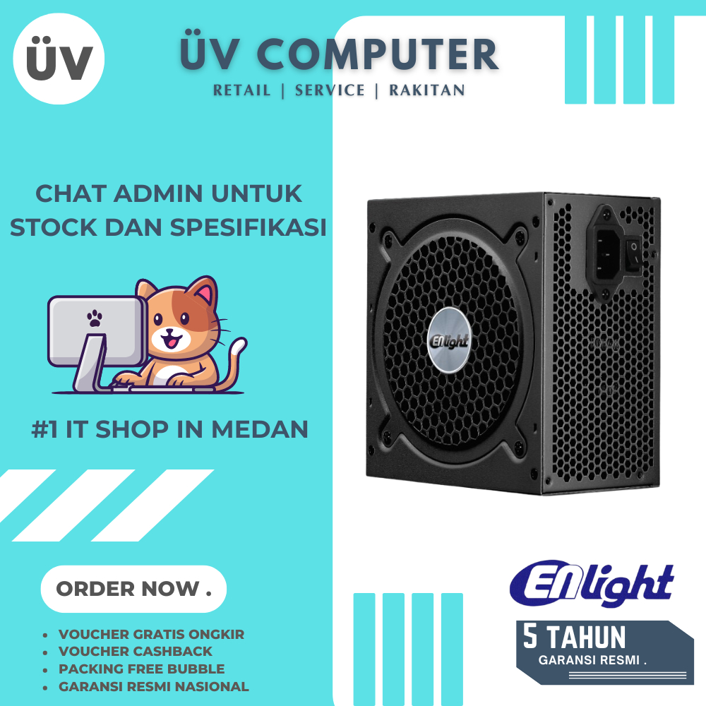 Power Supply PSU Internal PC Komputer Enlight Infinity EN550W 550W | Black Silver | Semi Modular 80+