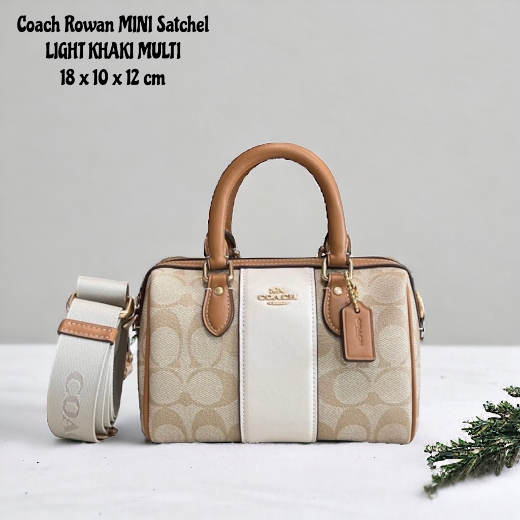 Tas Wanita Branded Co Rowan Mini Satchel Light Khaki Multi 100% Original 18 x 10 x 12 CM