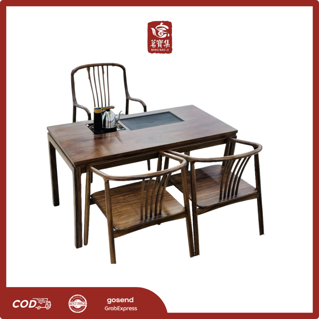 MING BAO JI Meja Teh China Set 8009 Furniture Set Meja Kursi Teko Panci Set Meja Teh Mewah Elegan