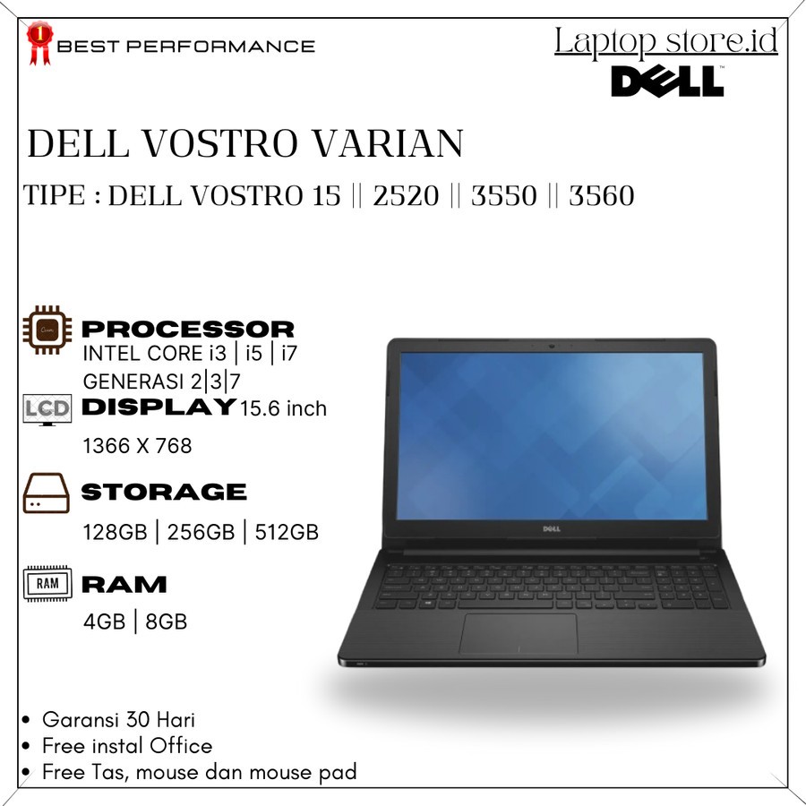 LAPTOP DELL VOSTRO 15 2520 3550 3560 | VARIAN | MURAH | BERGARANSI | NORMAL | SECOND