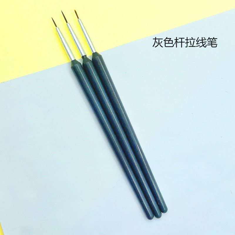 3 Set Kuas Nail Art Gangang Hitam - Kuas Nail Art 12mm 10mm 8mm - Kuas Kutek Gel - Nail Art Brush Bu