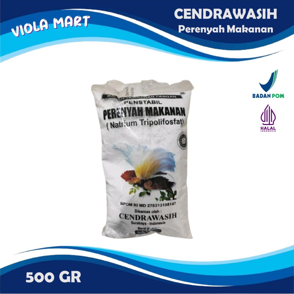 

Perenyah Makanan CENDRAWASIH 500gr / Natrium Tripolifosfat / Bahan Tambahan Pangan