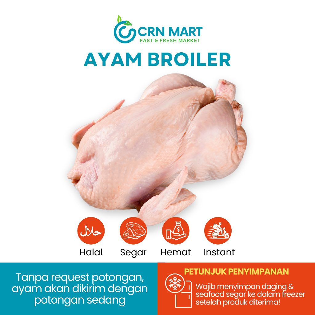 

CRN MART - Ayam Potong Segar/Dada Ayam Broiler Segar/Paha Ayam Broiler Segar