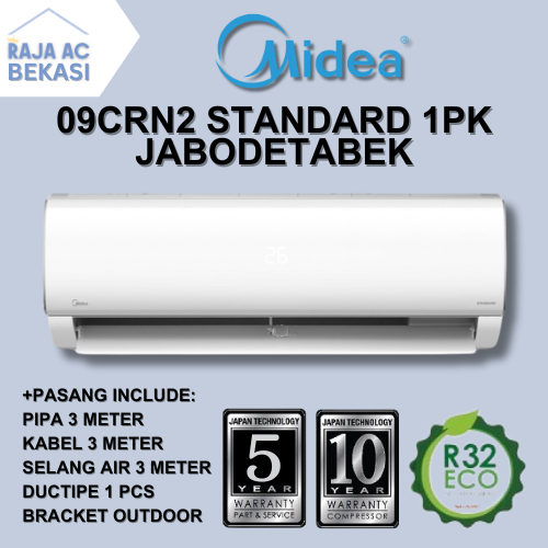 AC Midea 1 PK 09CRN STANDARD FREE PASANG + AKSESORIS Raja AC Bekasi