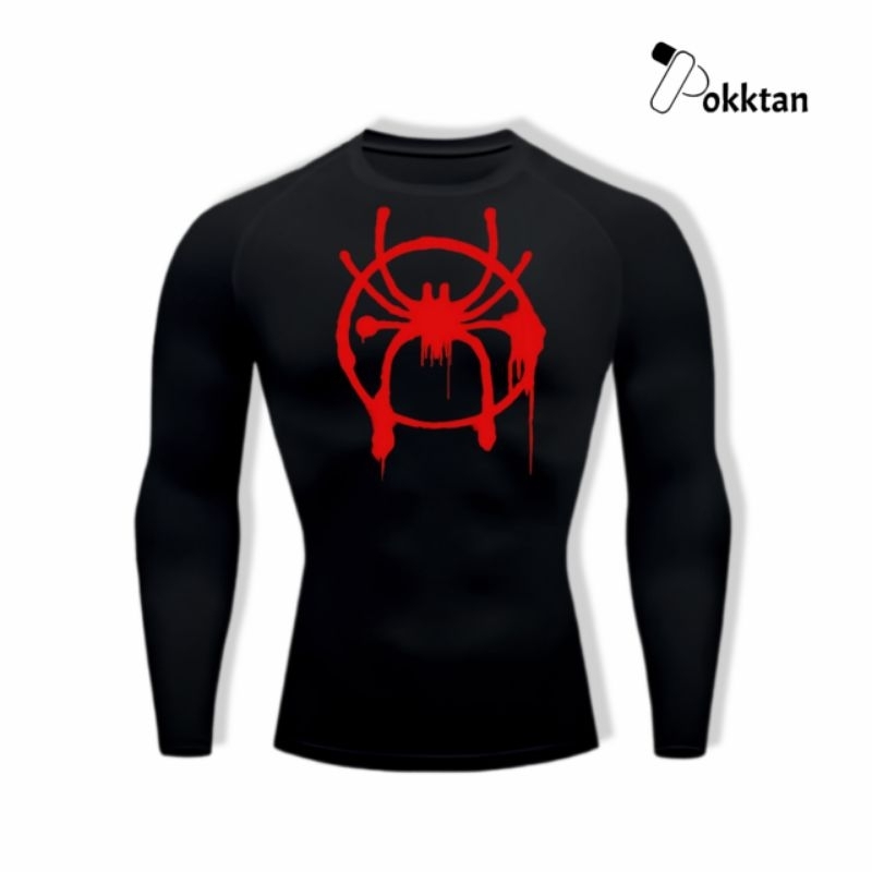 BAJU OLAHRAGA KOMPRESI LENGAN PANJANG SPIDERMAN ATSV MILES MORALES/ BAJU SPIDERMAN