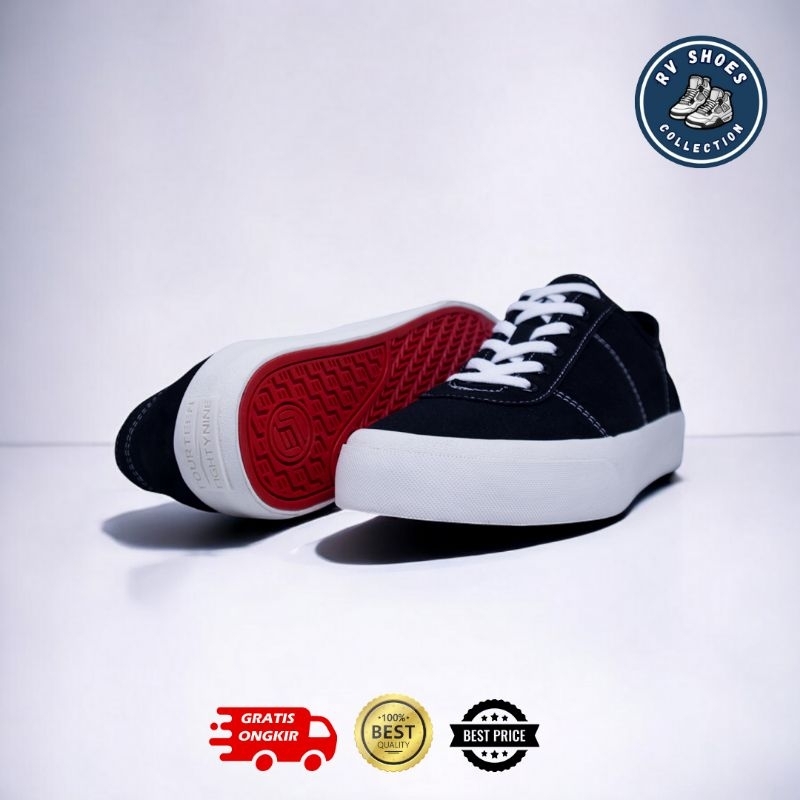 Sepatu Pria Casual Eternity Full Black Canvas Vulcanized Shoes Premium