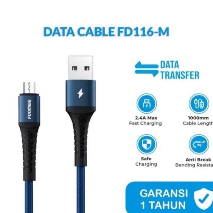 ISTIMEWA Foomee FD116MCL Cable Data Fast Charging Nylon Micro Type C Lightning FD116