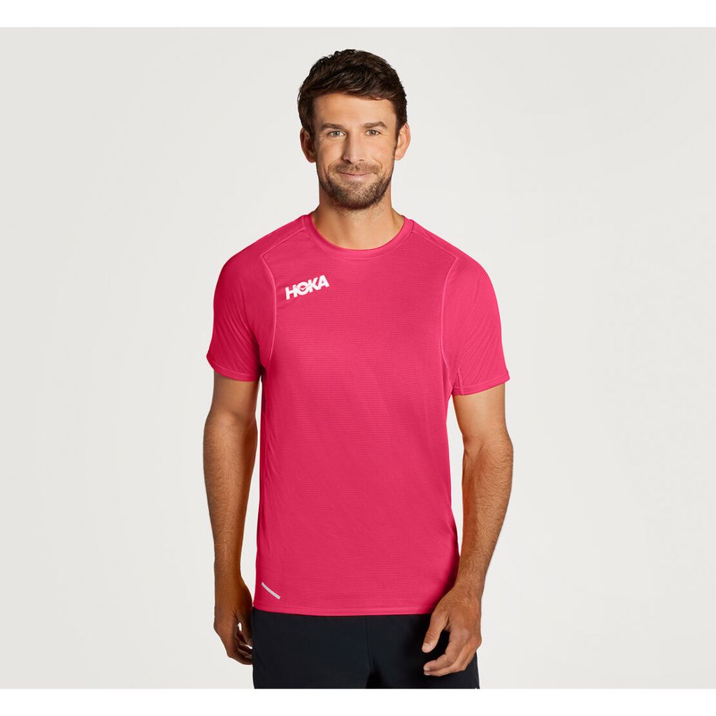 Hoka One One Performance Running Shirt kaos olahraga Running gym pink UNISEX