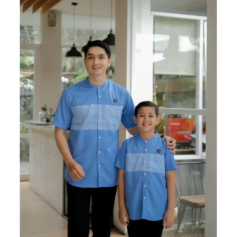 Baju Koko Pria Lengan Pendek Koko Kurta Couple Ayah Anak Laki Laki Modern Terbaru 2024 Bahan Katun