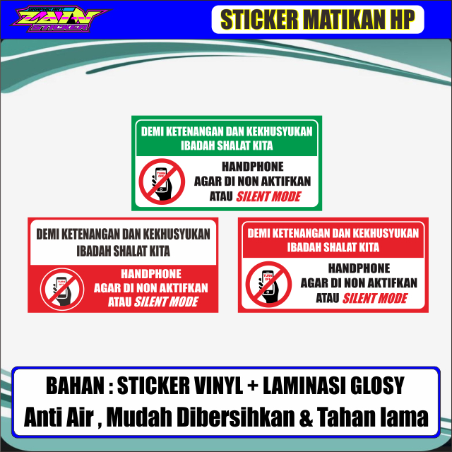 Stiker Matikan HP Ketika Saat Sholat, Sticker Vinyl, Premium, Tahan Air, Termurah, Bisa Custom