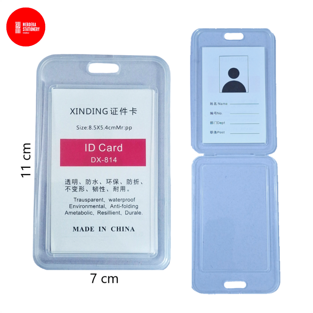 

Tempat ID Card Plastik Tebal/Kuat/Kaku Anti Pecah Case/Casing/Cover/Wadah Name Tag Kotak Bening Transparan/Tranparant 2 Sisi Berdiri/Vertical + Lubang Pengait/Tali/Cantolan DX-814