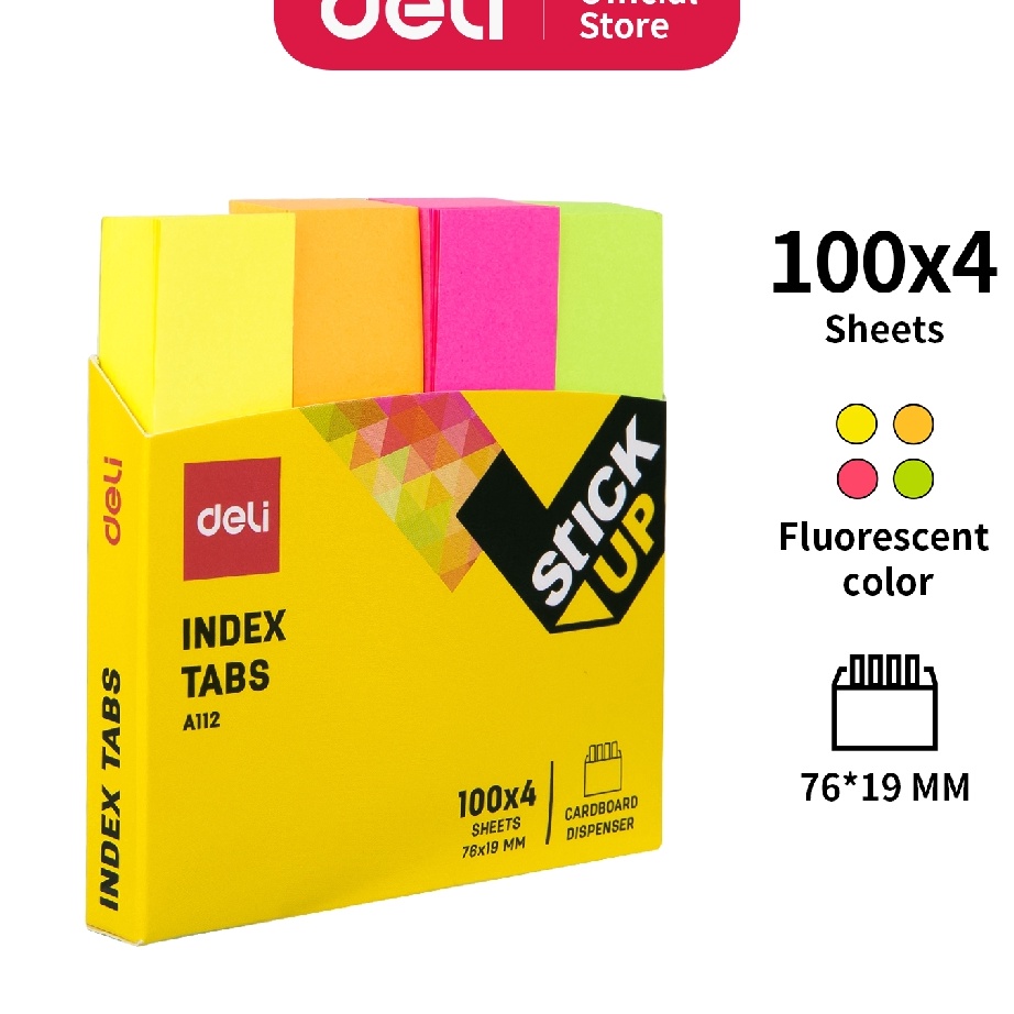 

TRENDY Deli Index Tab penanda warna cerah melekat kuat media yang ditempel tetap bersih 1sheet EA1122