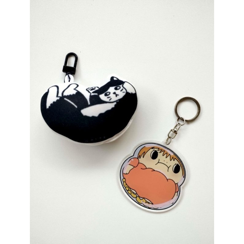 cat plush and ponyo acrylic keychain