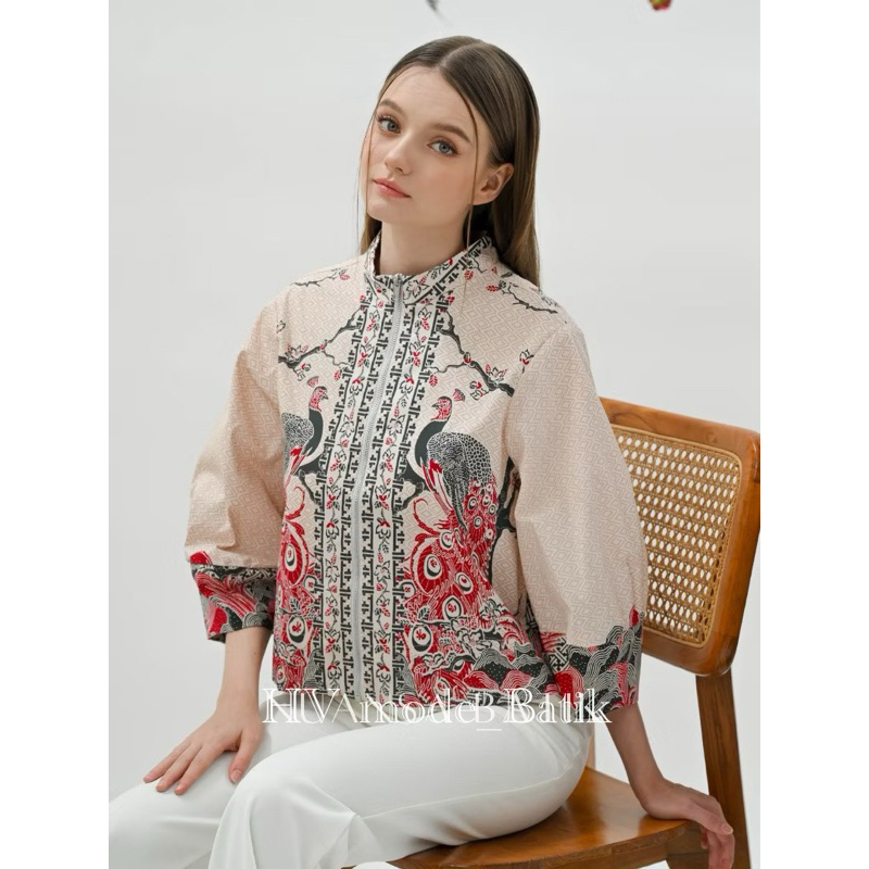 Jaket Bomber Batik  - Jaket Batik Wanita - 135RAP RED
