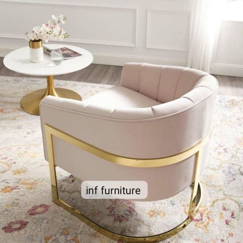 sofa single stainless sofa unik sofa cantik mewah kaki stainless gold