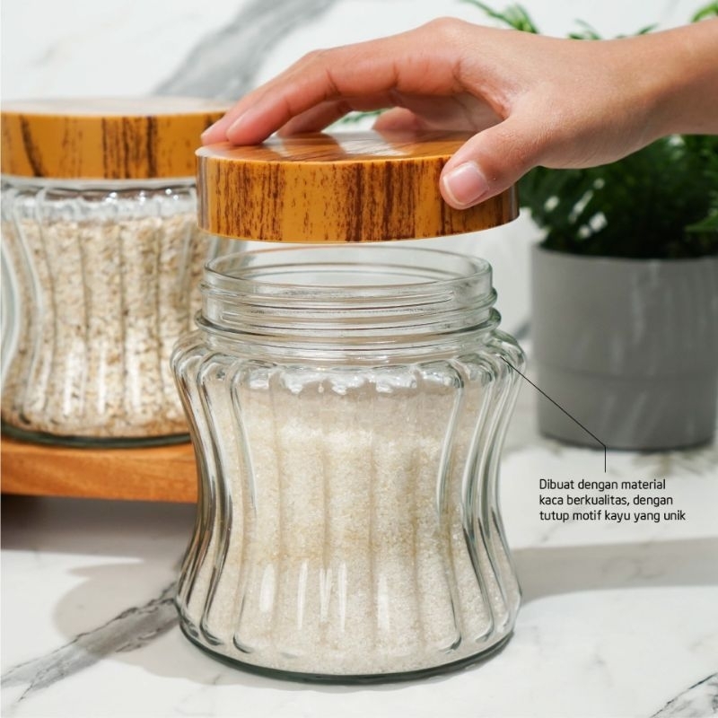 Herevin Wooden Canister with Stripes 950 ml