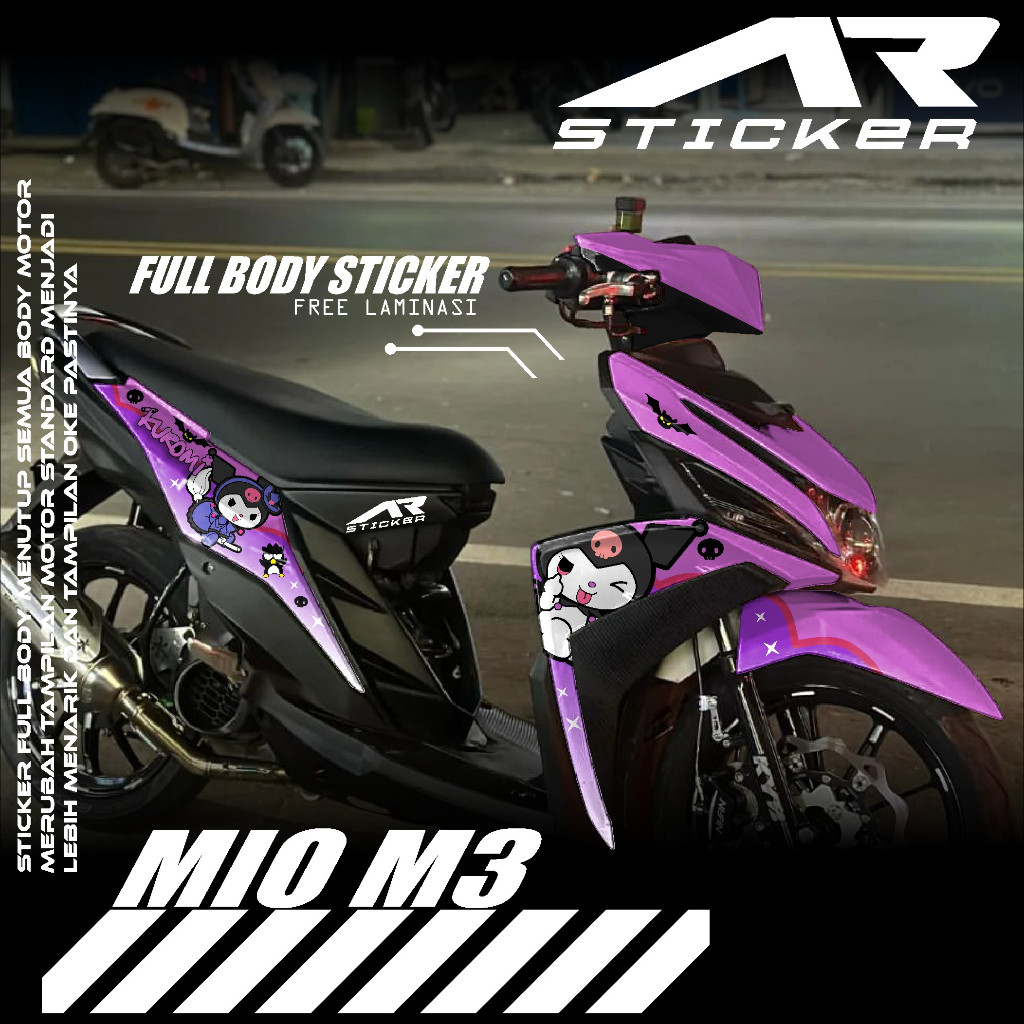 Decal Stiker Striping Mio M3 125 MIO Z Full Body Sticker Striping Lis Body Racing Motif Kuromi Lucu