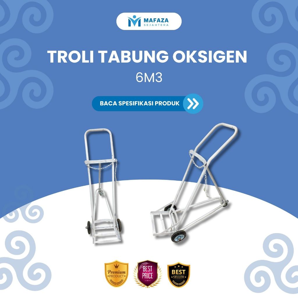 Trolly Dorongan untuk tabung besar oksigen 6m3 / nitrogen 6m3 / Argon 6m3 / CO2 6m3 DLL