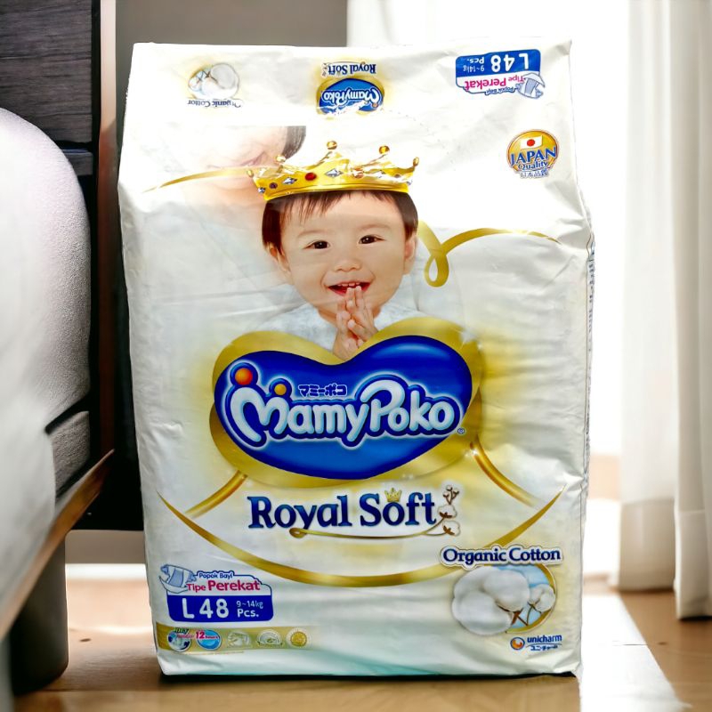 MAMYPOKO (PEREKAT) ROYAL SOFT ORGANIC COTTON SIZE L_PAMPERS POPOK BAYI