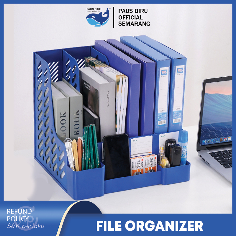 

Paus Biru - Rak Buku Organizer File dengan Tempat Pena Box File Tempat Buku Tempat Penyimpanan Berkas Kantor