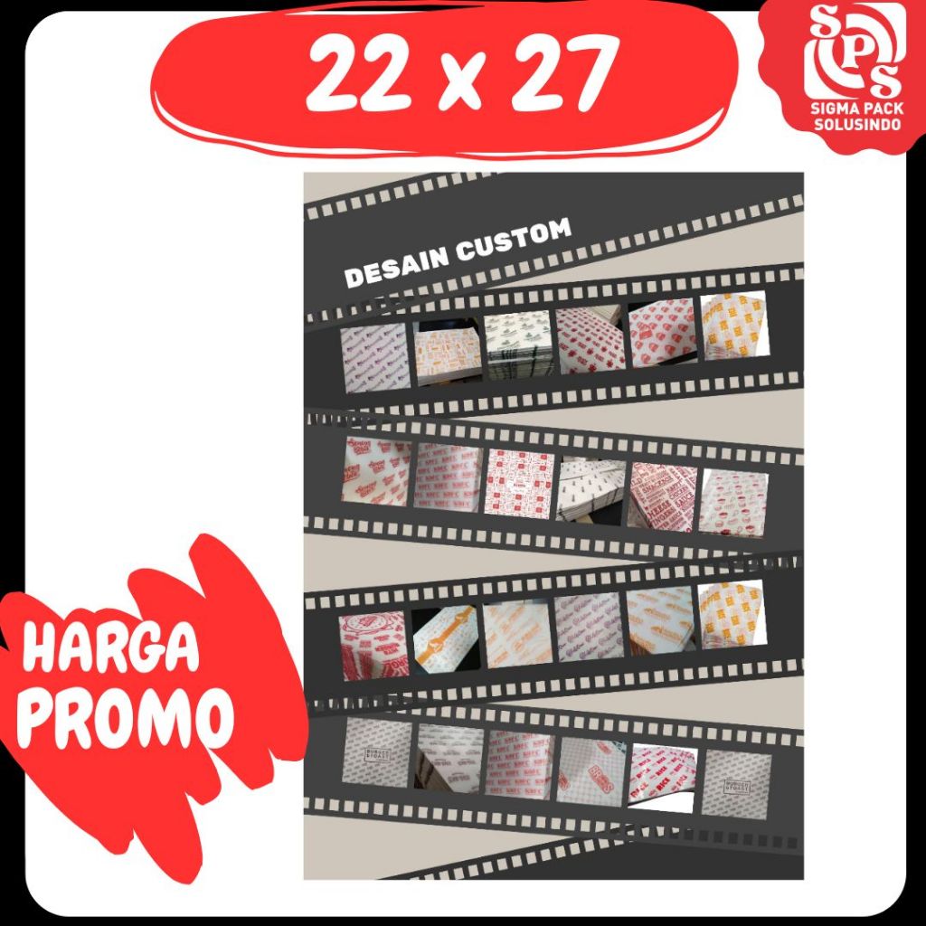 Bungkus Nasi 22x27 Desain Custom Printing Kertas laminasi Putih Foodgrade Desain Nasi Padang