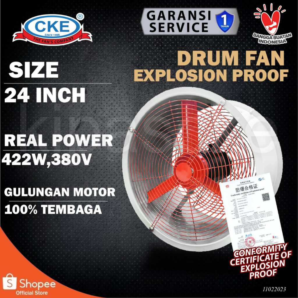 CKE Drum Fan Blower Explosion Proof DF-EXP-CBF24/3-NB Axial Fan 24 Inch 380V Bergaransi