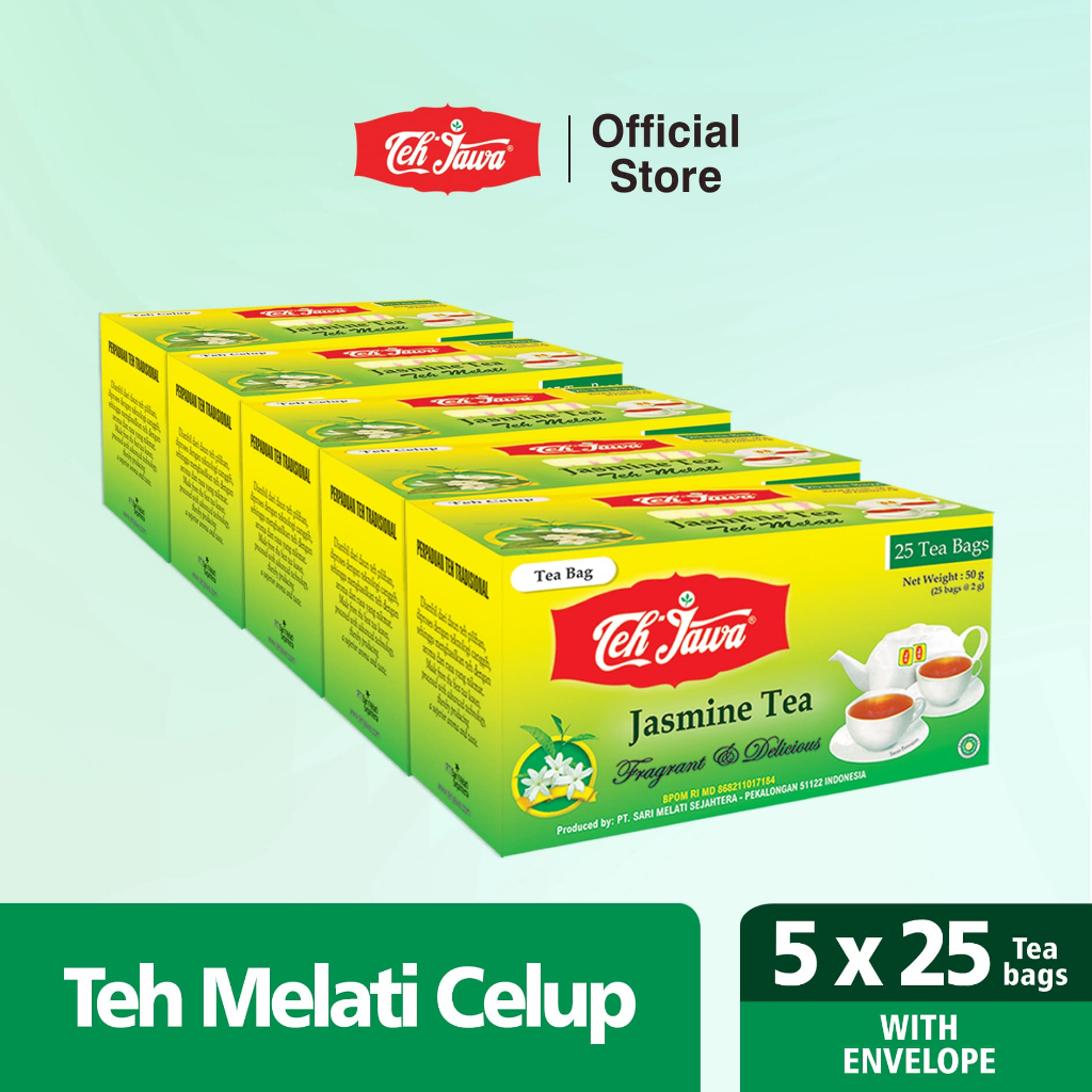 

Teh Jawa BKS Jasmine Tea Enveloped Celup isi 25 per Pack (isi 5 Pcs)