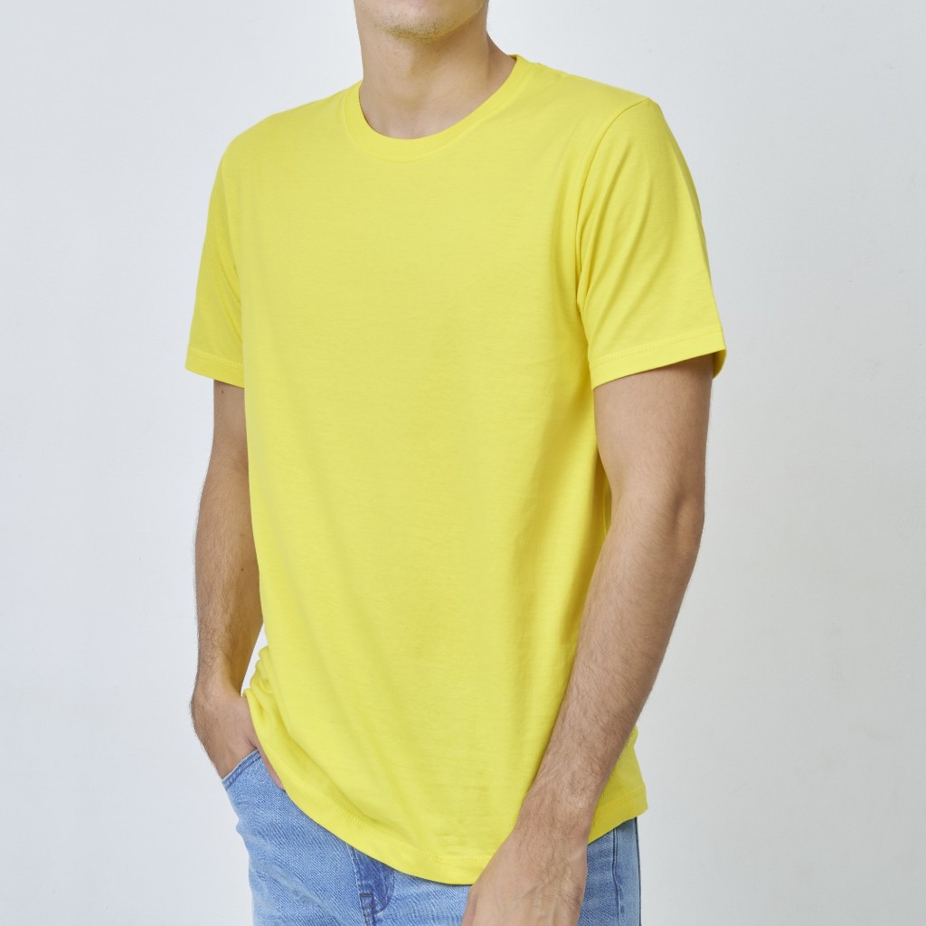 Kaos Kuning Kenari Mustard Pria Wanita Lengan Pendek Polos Cotton Combed 30s Jumbo Big Size Unisex