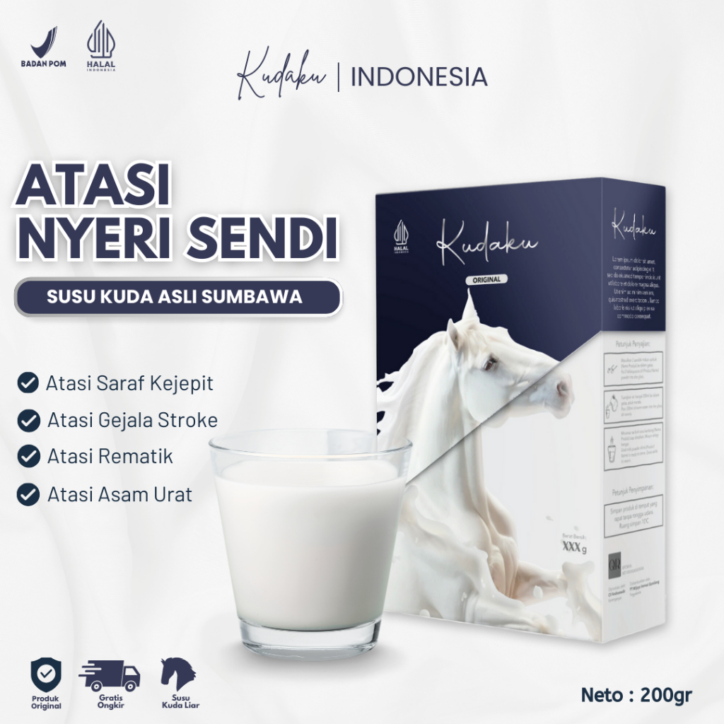 

KUDAKU Susu Kuda Liar Sumbawa Asli Atasi Nyeri Sendi Asam Urat Pengapuran Tulang Rematik Herbal Susu Bubuk Rendah Gula