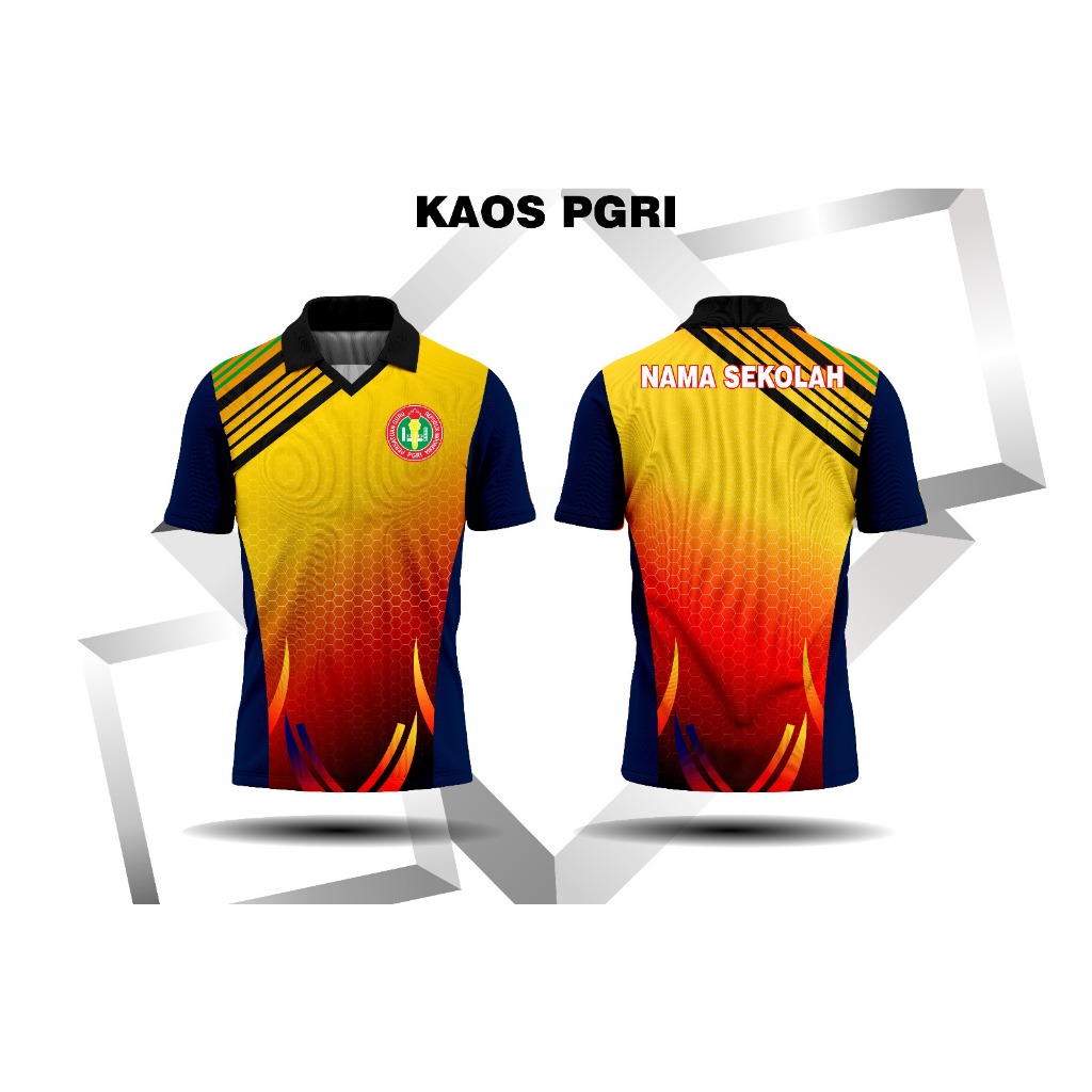 Kaos Jersey PGRI | Baju PGRI Jersey PGRI Seragam Guru Baju Olahraga Guru ASN PNS Full Print Jersey B