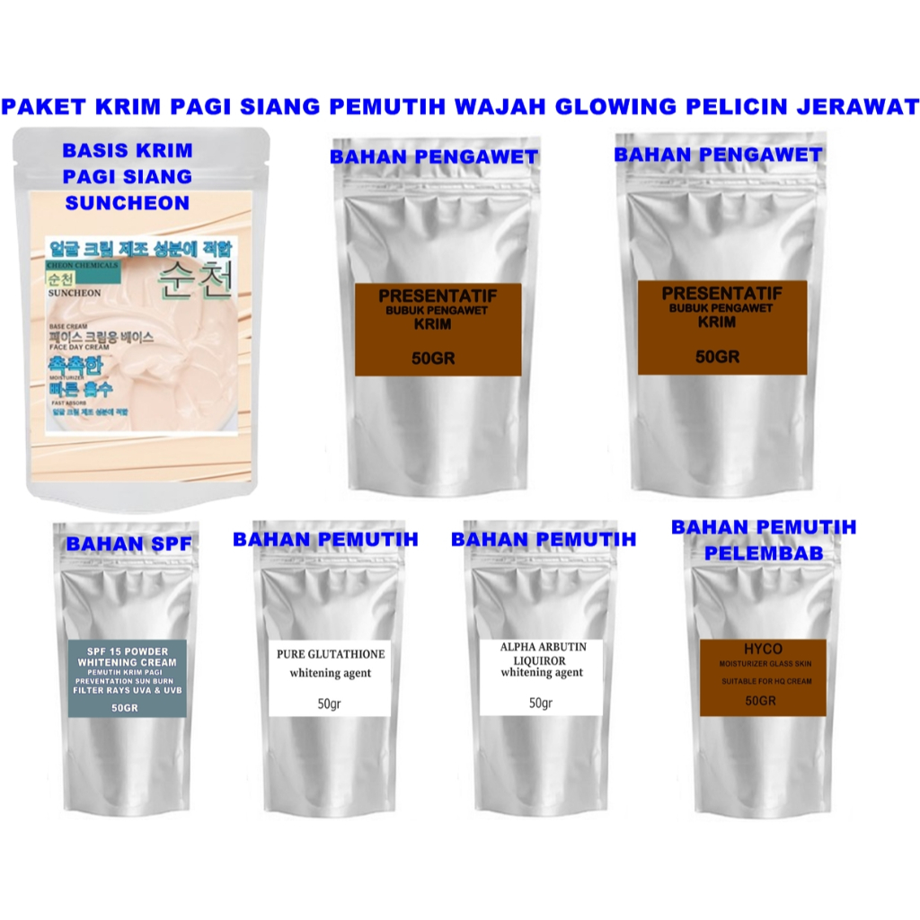 PAKET SUNCHEON KRIM PAGI SIANG KRIM SUNBLOCK SUNSCREEN  PEMUTIH WAJAH GLOWING PELICIN JERAWAT- NATUR