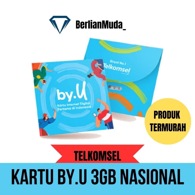 KARTU PERDANA TELKOMSEL BY.U 3GB 100pcs KUOTA NASIONAL